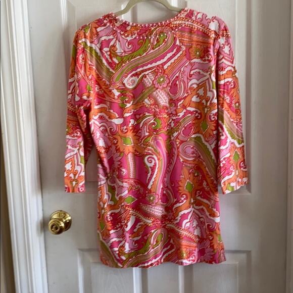 Soft Surroundings M beaded floral print top - Picture 5 of 6
